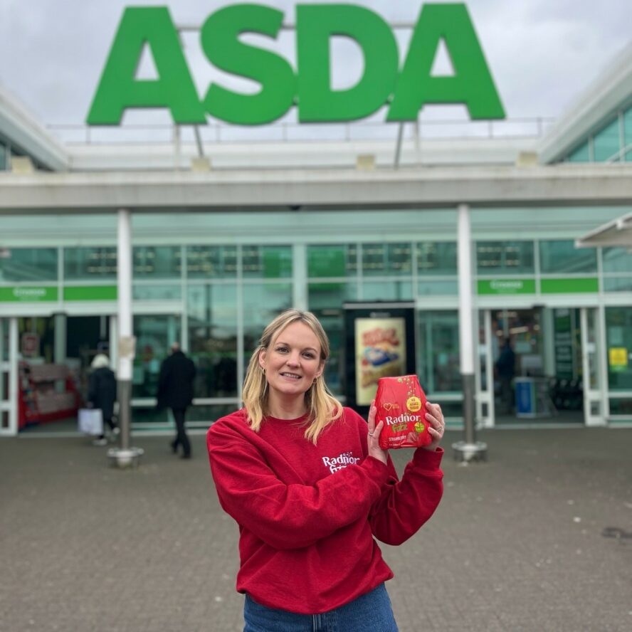 Outside Asda with Strawberry Fizz